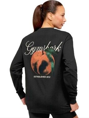 NEW Gymshark Juicy Peach Long Sleeve Shirt Black Large Sold Out NWT